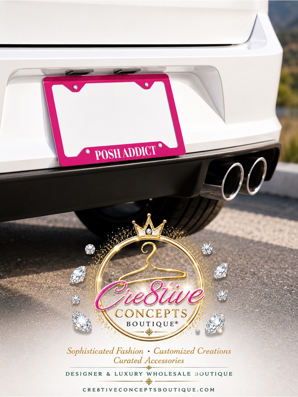 Custom License Plate Frame – Glossy Aluminum Frame
